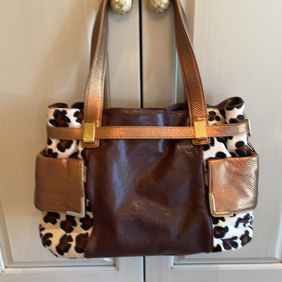 MICHAEL KORS leopard and brown and gold leather bag - Picture 4 of 14